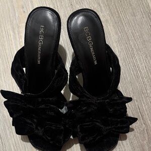 BCBGeneration Black Velvet Mules